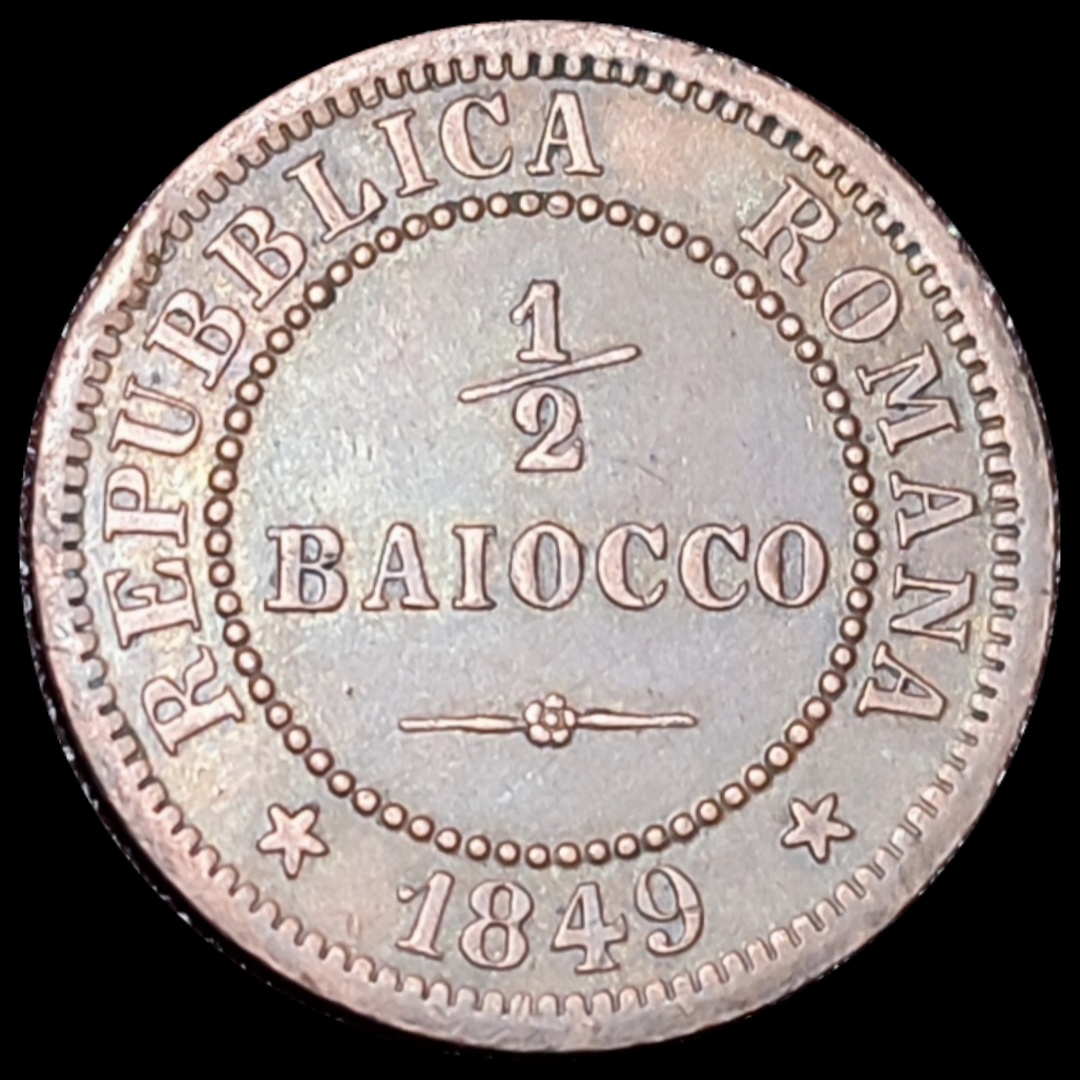 1/2-Baiocco-1849-Repubblica-Romana-/-Italy